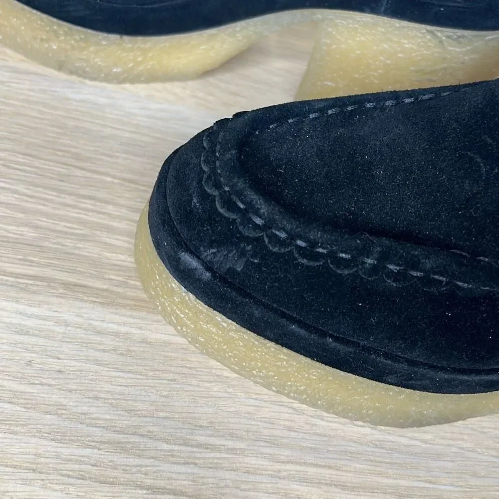 Marc Fisher Lina Platform Loafer Black Suede Leather Size 9M
